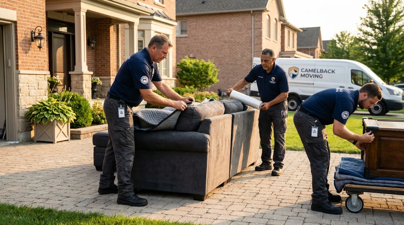 Large estate moving crew wrapping furniture in Throckmorton, TX